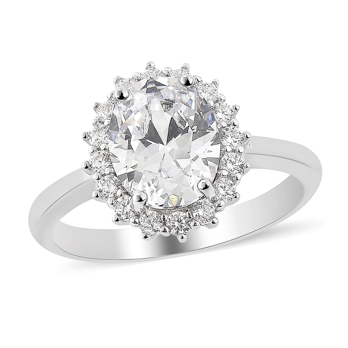 LUSTRO STELLA Finest CZ Halo Ring in Sterling Silver 4.65 ctw image number 0