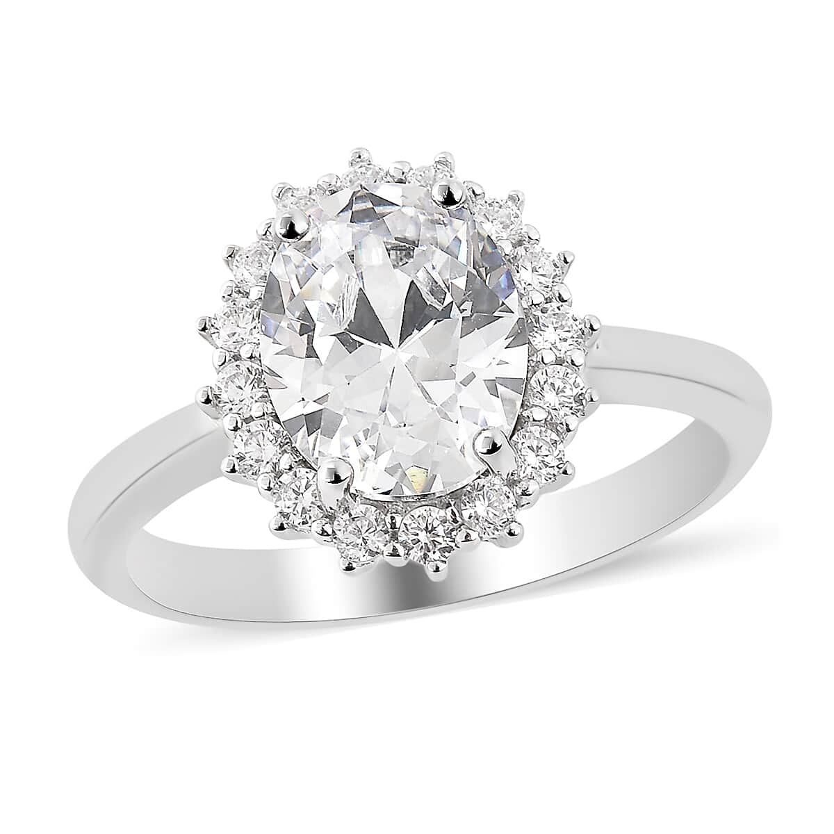 LUSTRO STELLA Finest CZ Halo Ring in Sterling Silver (Size 10.0) 4.65 ctw image number 0