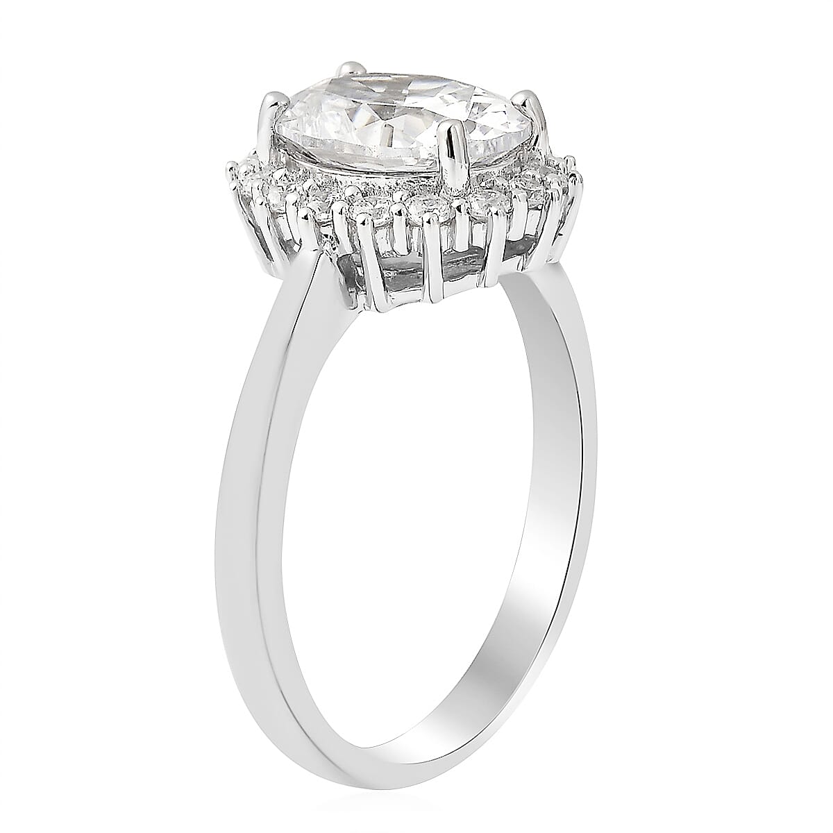 Lustro Stella Finest CZ Halo Ring in Sterling Silver (Size 10.0) 4.65 ctw