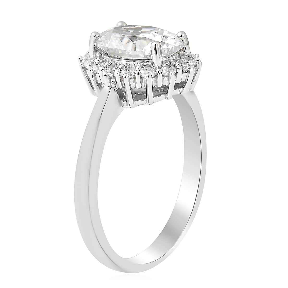 LUSTRO STELLA Finest CZ Halo Ring in Sterling Silver (Size 10.0) 4.65 ctw image number 3