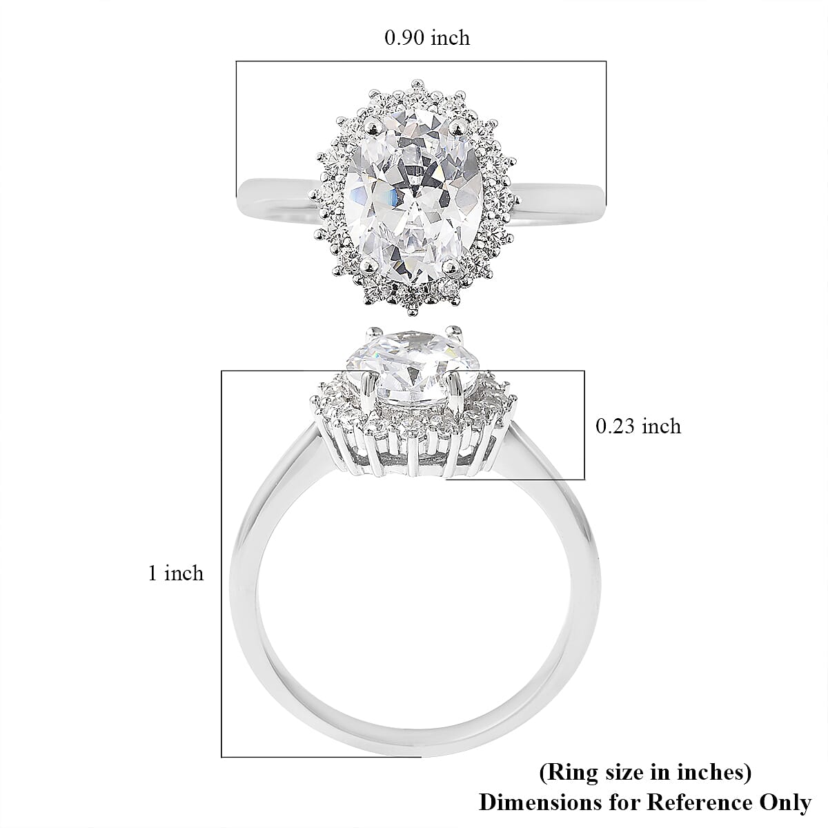 Lustro Stella Finest CZ Halo Ring in Sterling Silver (Size 10.0) 4.65 ctw