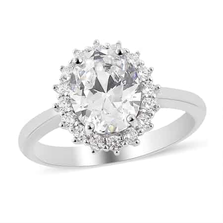 Lustro Stella Finest CZ Halo Ring in Sterling Silver (Size 7.0) 4.65 ctw image number 0