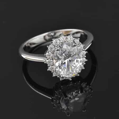 Lustro Stella Finest CZ Halo Ring in Sterling Silver (Size 7.0) 4.65 ctw image number 1