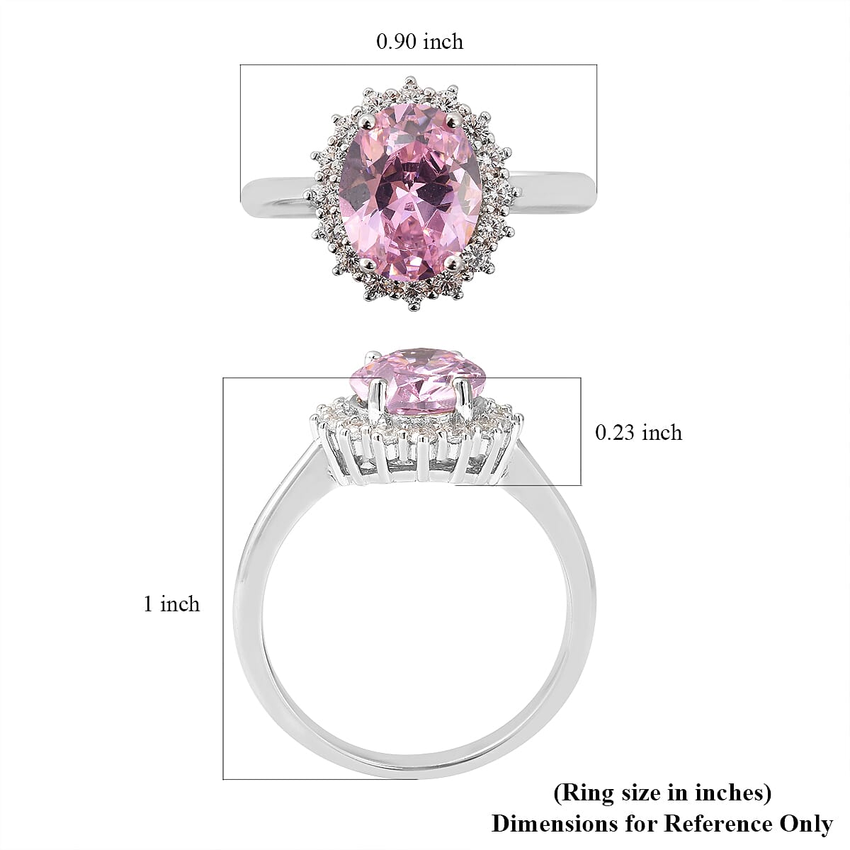 Lustro Stella Finest Pink and White CZ Halo Ring in Sterling Silver (Size 7.0) 4.65 ctw image number 5