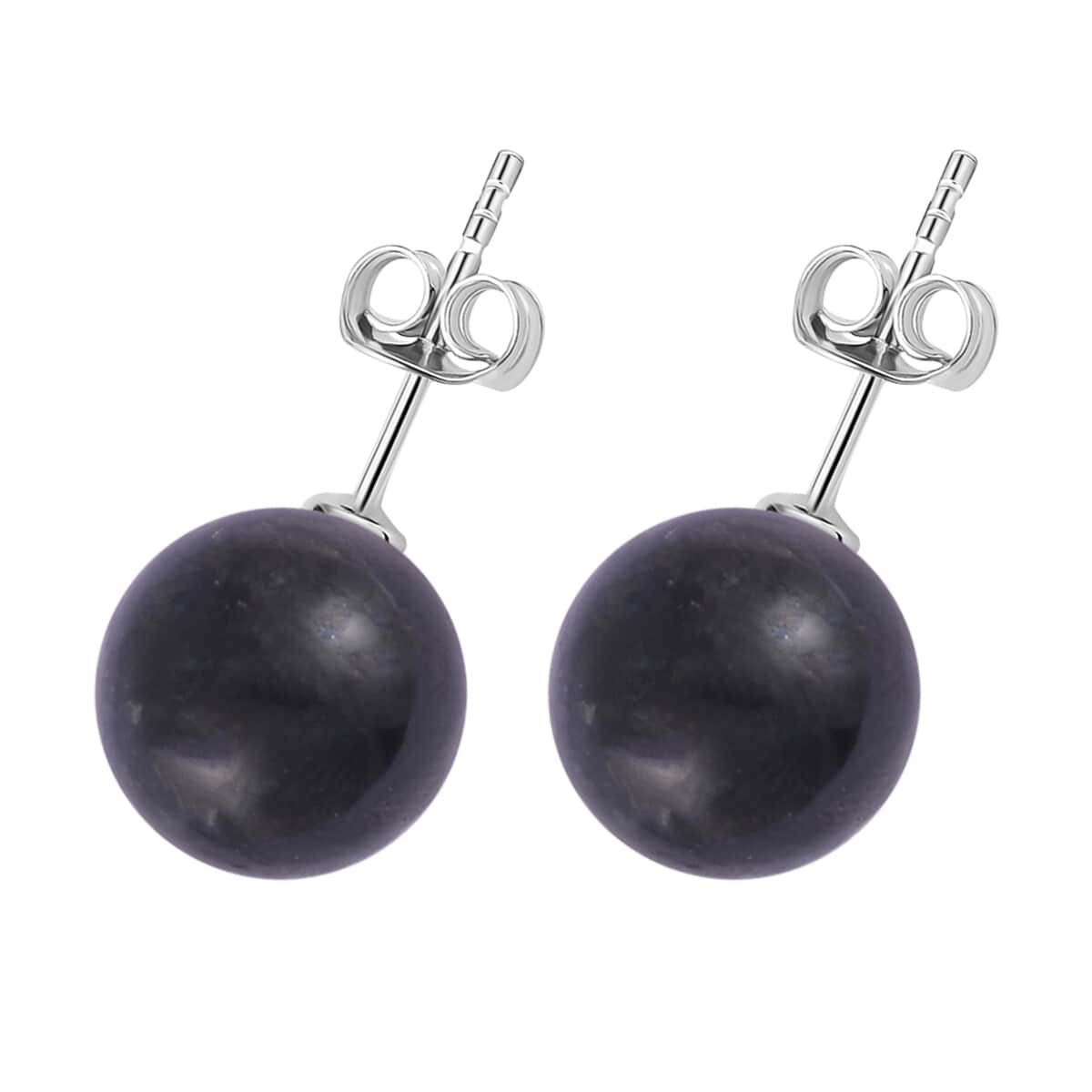 Shungite Solitaire Stud Earrings in Rhodium Over Sterling Silver 23.00 ctw image number 3