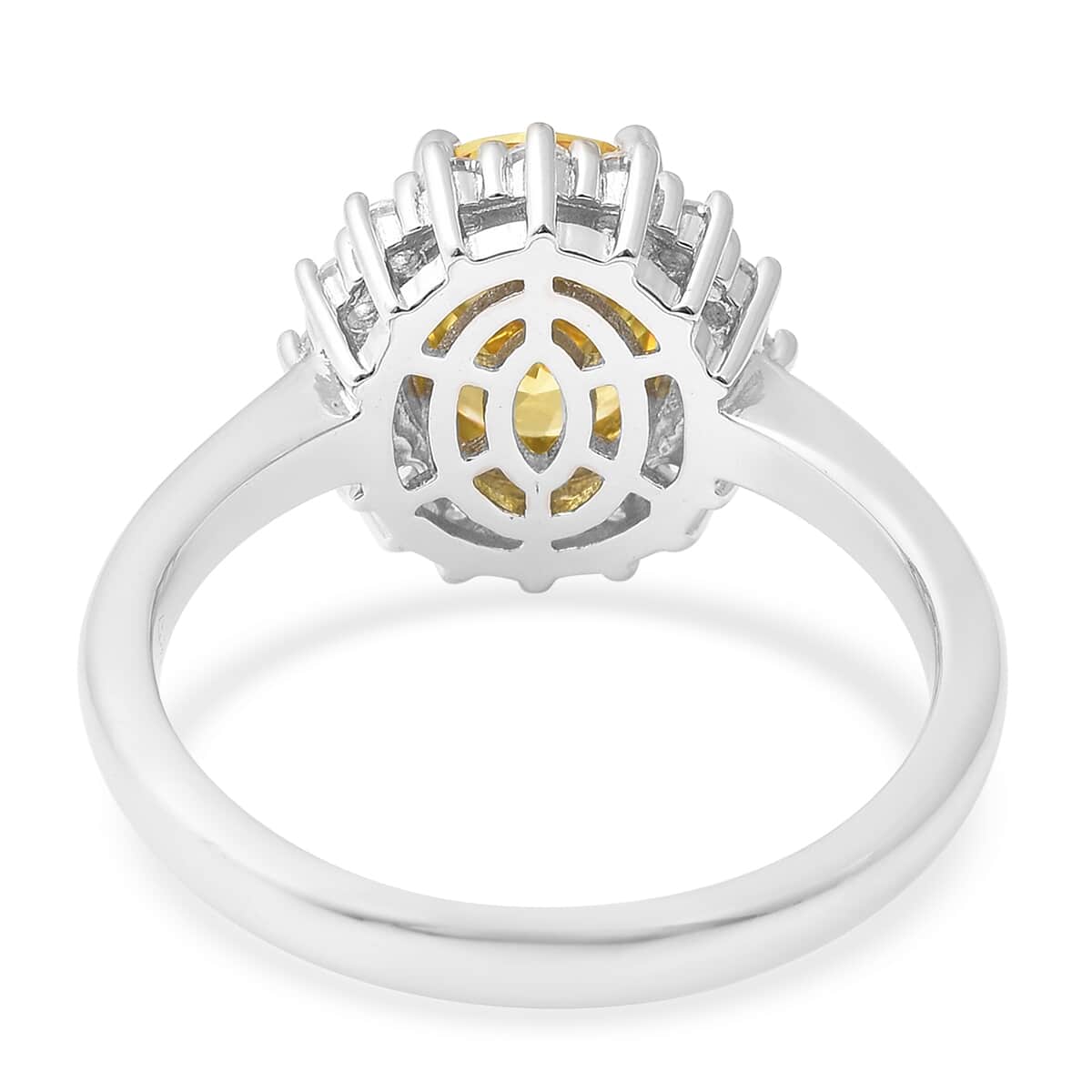 SUMMER DEALS LUSTRO STELLA Finest Yellow and White CZ Halo Ring in Sterling Silver (Size 10.0) 4.65 ctw image number 4
