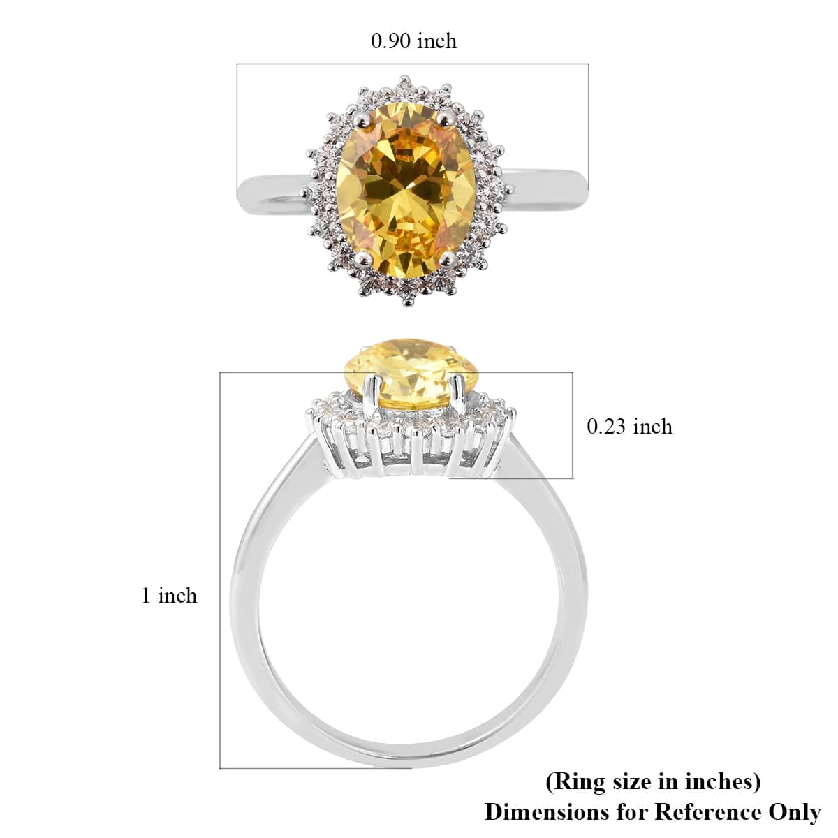 SUMMER DEALS LUSTRO STELLA Finest Yellow and White CZ Halo Ring in Sterling Silver (Size 10.0) 4.65 ctw image number 5