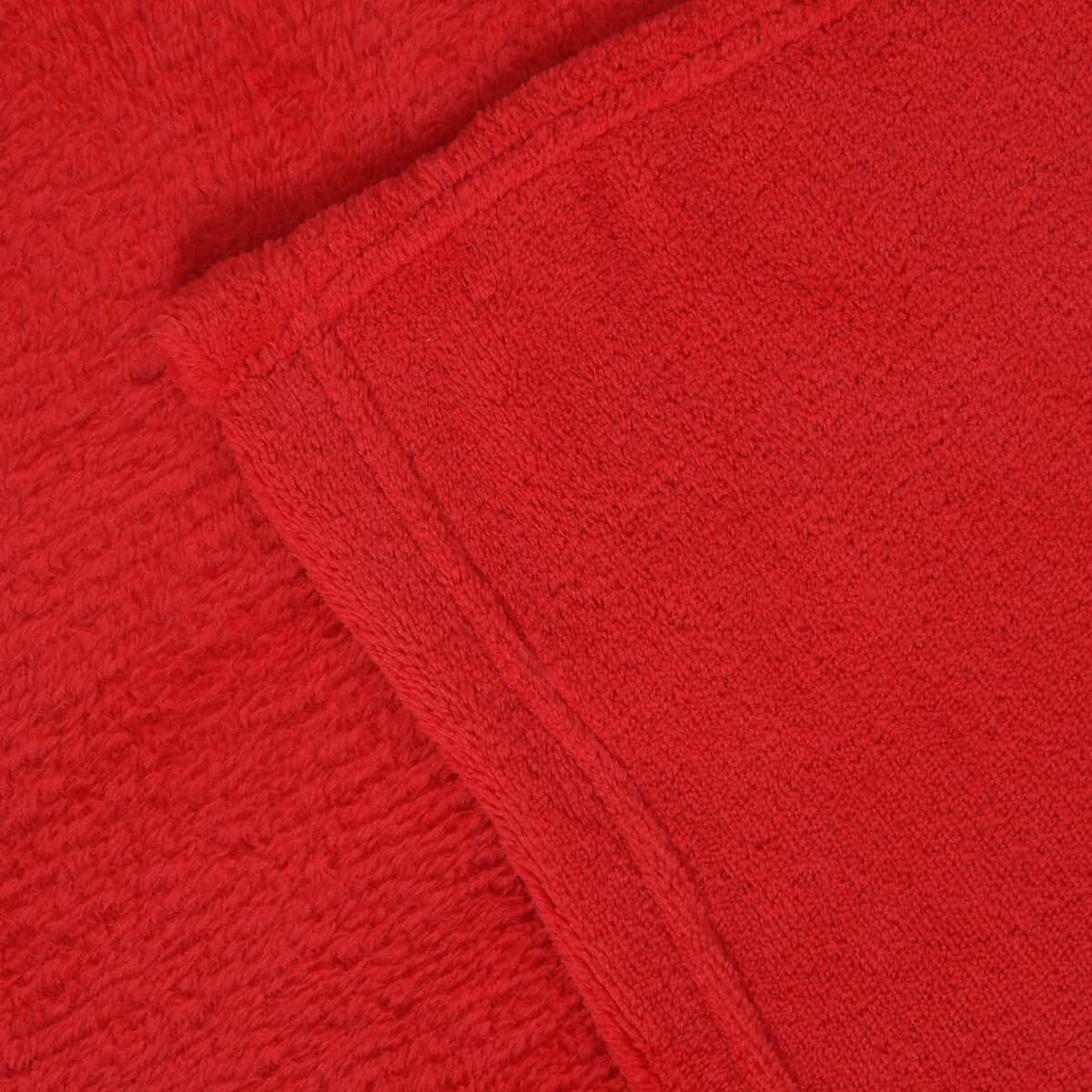 Homesmart Red Solid Super Soft and Warm Coral Fleece Blanket image number 1