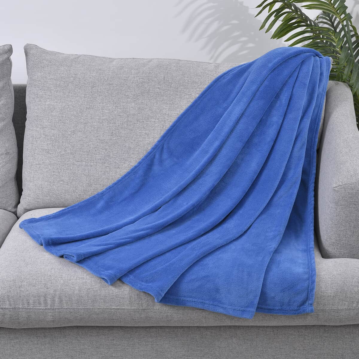 Homesmart Blue Solid Super Soft and Warm Coral Fleece Blanket image number 0