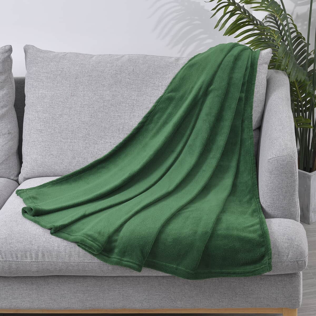 Homesmart Green Solid Super Soft and Warm Coral Fleece Blanket image number 0