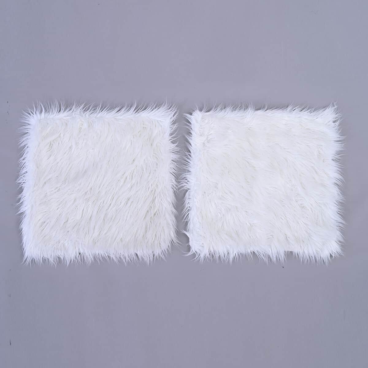 Set of 2 White Faux Fur Cushion Cover (18"x18") image number 0