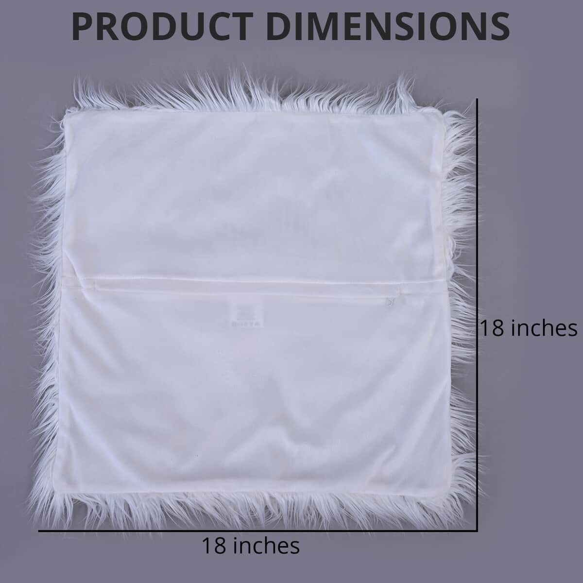 Set of 2 White Faux Fur Cushion Cover (18"x18") image number 3