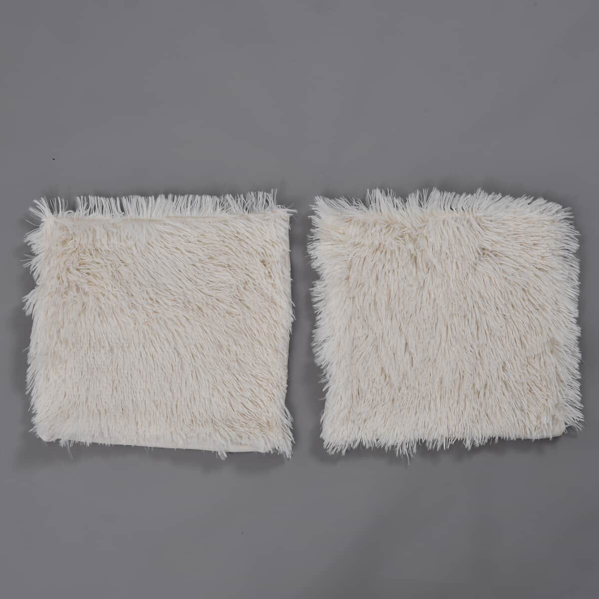 Set of 2 Beige Faux Fur Cushion Cover image number 0