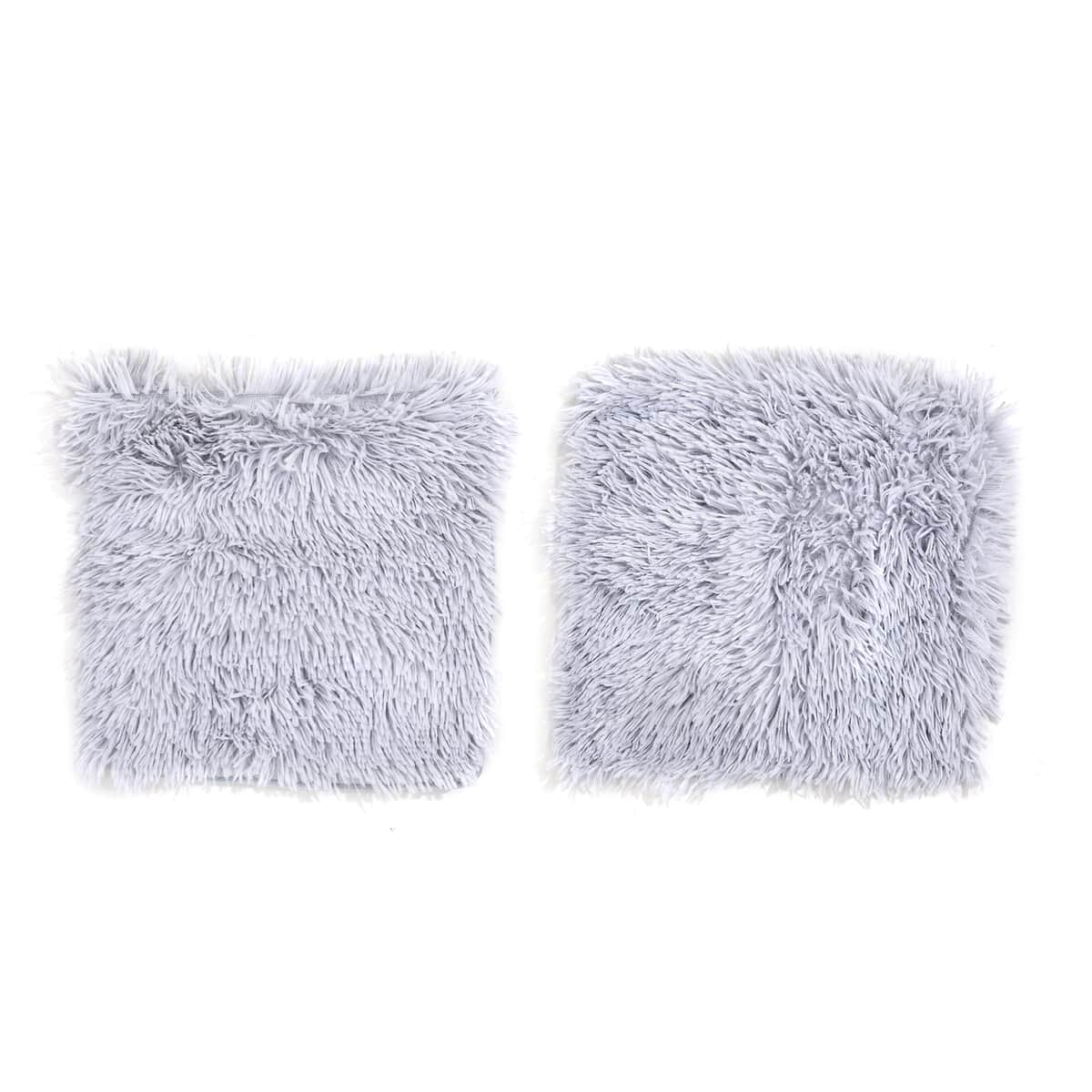 Set of 2 Gray Faux Fur Cushion Cover image number 0