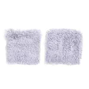 Set of 2 Gray Faux Fur Cushion Cover