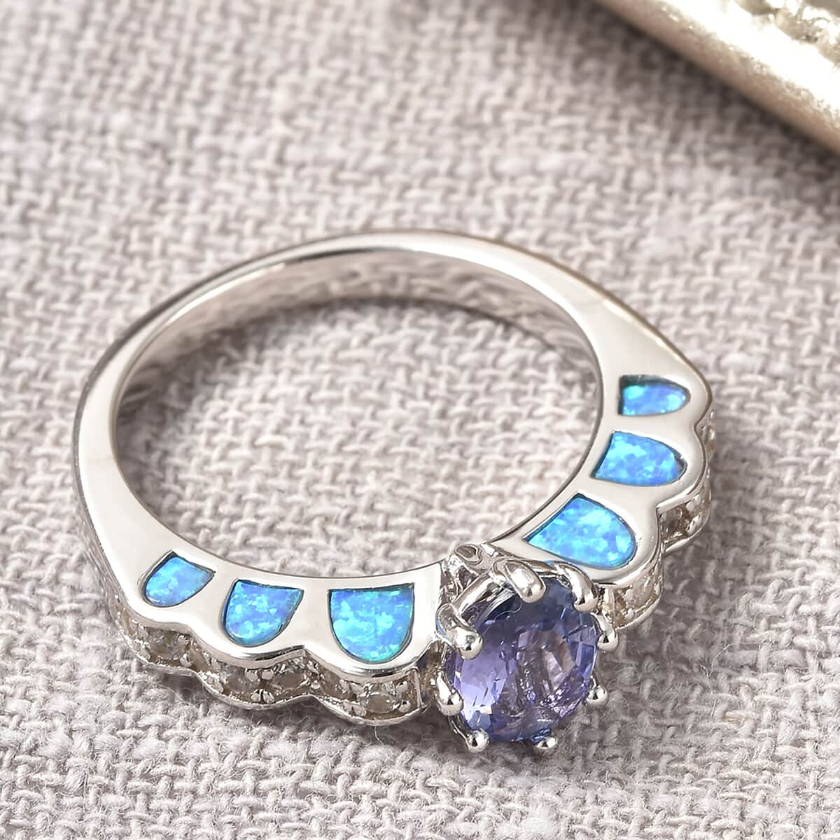 Tanzanite and Multi Gemstone Ring in Rhodium Over Sterling Silver (Size 9.0) 1.40 ctw image number 1