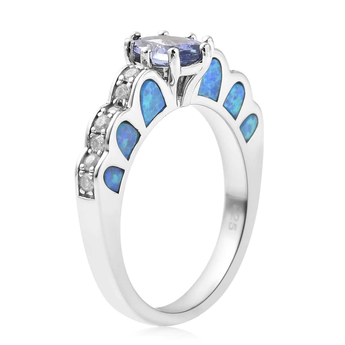 Tanzanite and Multi Gemstone Ring in Rhodium Over Sterling Silver (Size 9.0) 1.40 ctw image number 3
