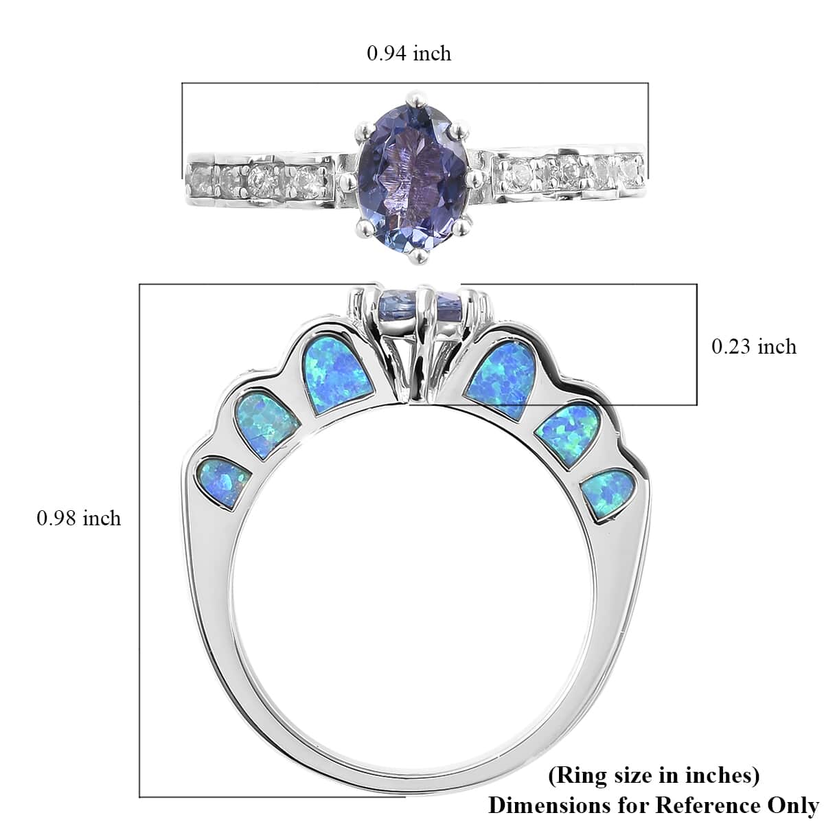 Tanzanite and Multi Gemstone Ring in Rhodium Over Sterling Silver (Size 9.0) 1.40 ctw image number 5