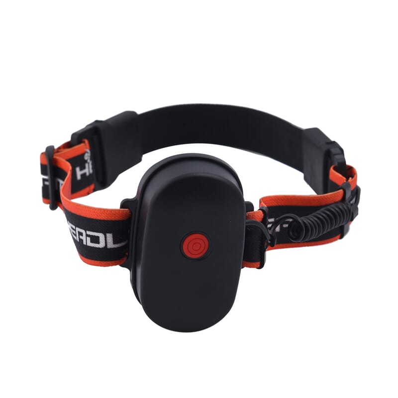 Black and Orange Ultra-Thin Led Headlight with 3 Levels of Adjustment 3 AAA Battery (not included)