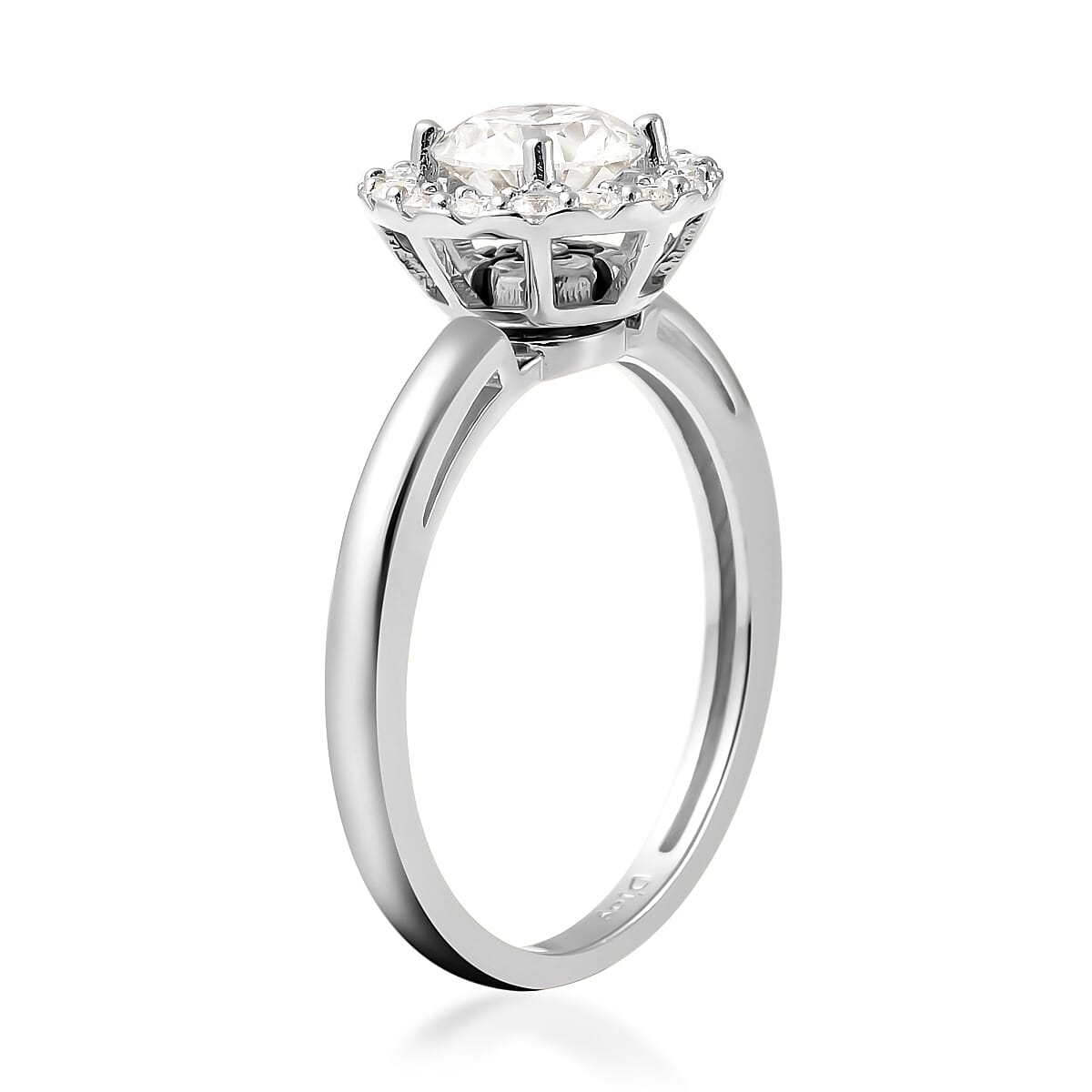 Moissanite Halo Spinner Ring in Rhodium Over Sterling Silver 1.25 ctw image number 3