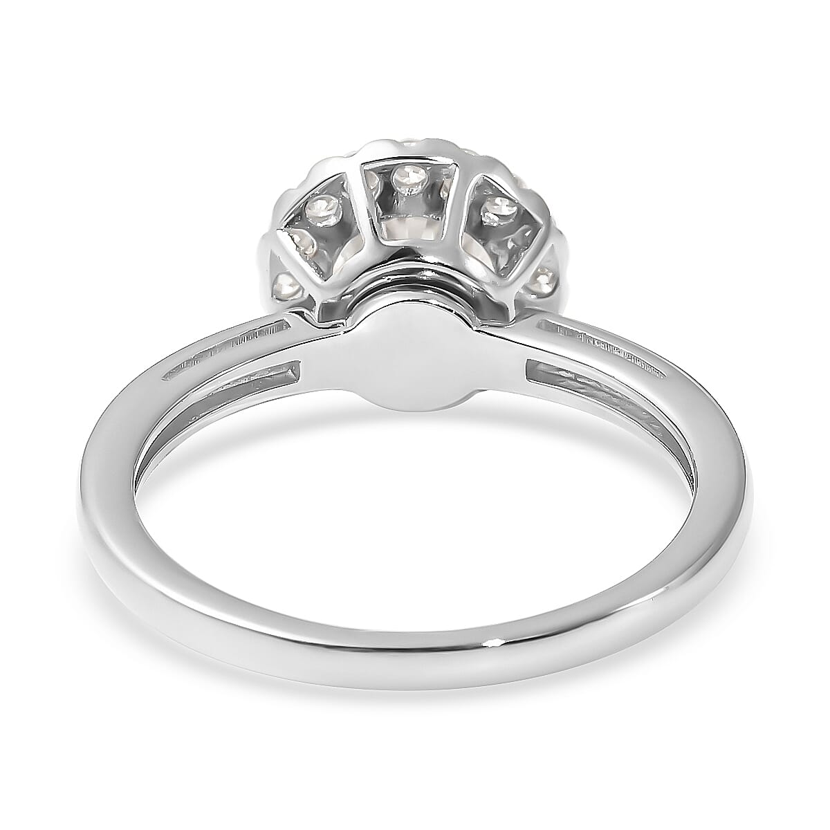 Moissanite Halo Spinner Ring in Rhodium Over Sterling Silver 1.25 ctw image number 4