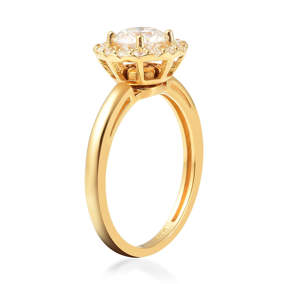 Moissanite Halo Spinner Ring in Vermeil Yellow Gold Over Sterling Silver (Size 7.0) 1.25 ctw image number 3
