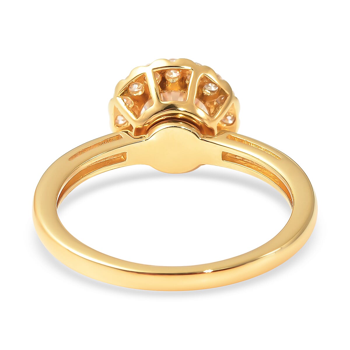 Moissanite Halo Spinner Ring in Vermeil Yellow Gold Over Sterling Silver (Size 7.0) 1.25 ctw image number 4
