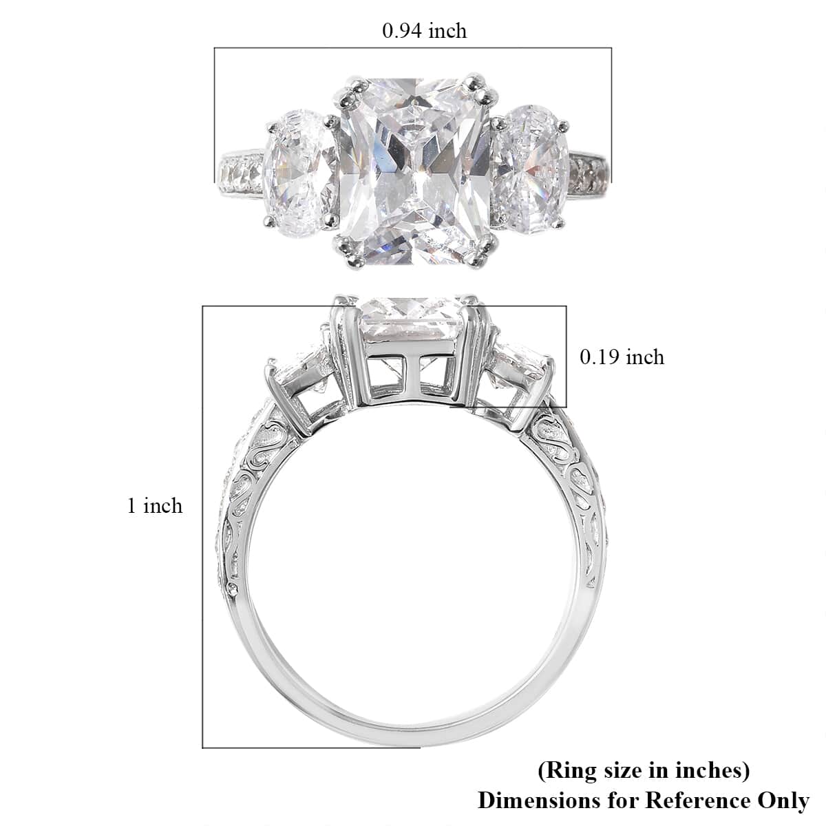 LUSTRO STELLA Finest CZ Ring in Sterling Silver (Size 9.0) 3.40 ctw image number 5