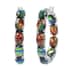 Multi Color Simulated Opal Inside Out Hoop Earrings in Stainless Steel image number 0