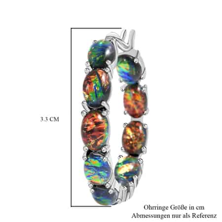 Multi Color Simulated Opal Inside Out Hoop Earrings in Stainless Steel image number 4