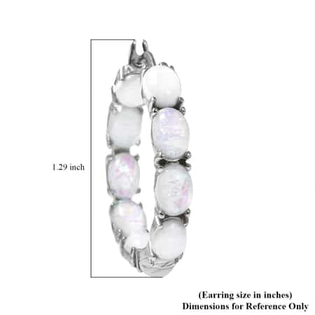 White Magic Simulated Opal Inside Out Hoop Earrings in Stainless Steel image number 4