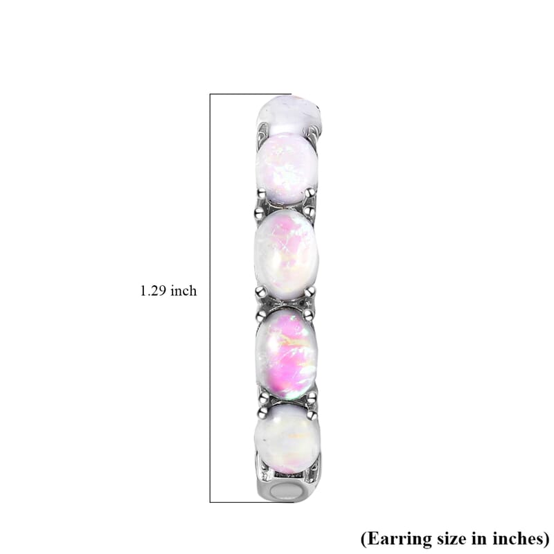 White Magic Simulated Opal Inside Out Hoop Earrings in Stainless Steel