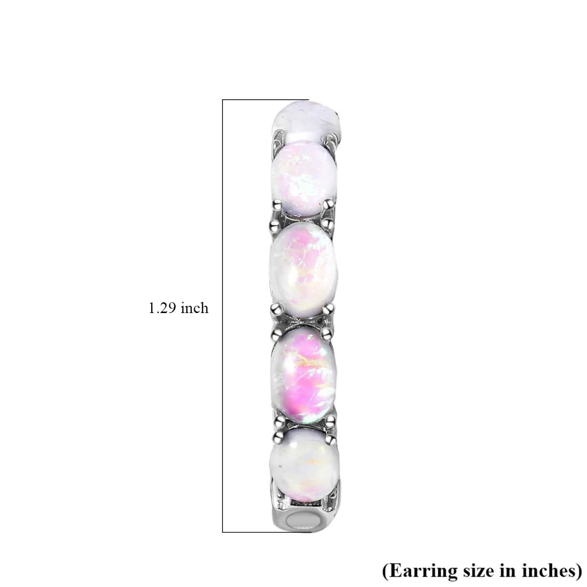 White Magic Simulated Opal Inside Out Hoop Earrings in Stainless Steel image number 5