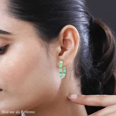Green Magic Simulated Opal  Earrings in Stainless Steel, Opal Inside Out Hoops, Birthday Gifts For Women image number 2