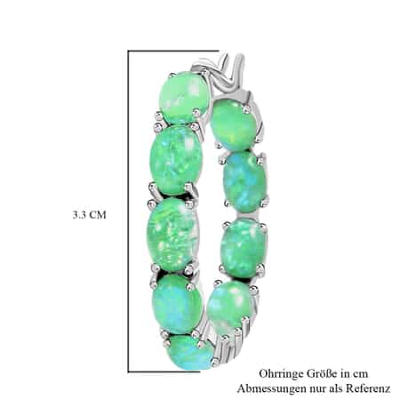 Green Magic Simulated Opal  Earrings in Stainless Steel, Opal Inside Out Hoops, Birthday Gifts For Women image number 4