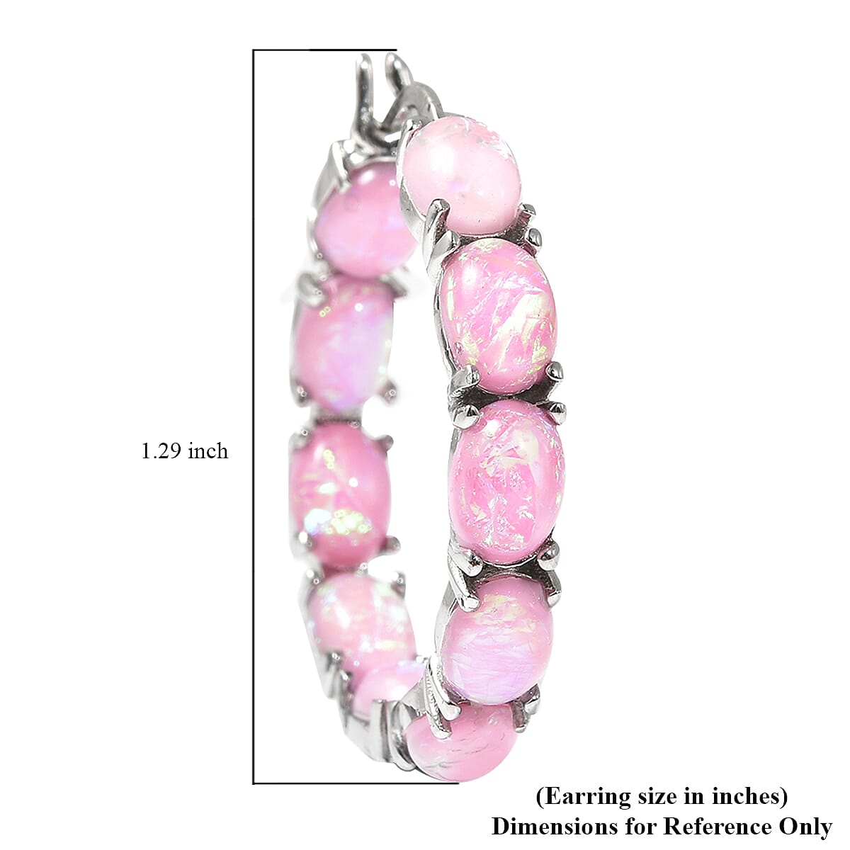 Pink Magic Simulated Opal Inside Out Hoop Earrings in Stainless Steel