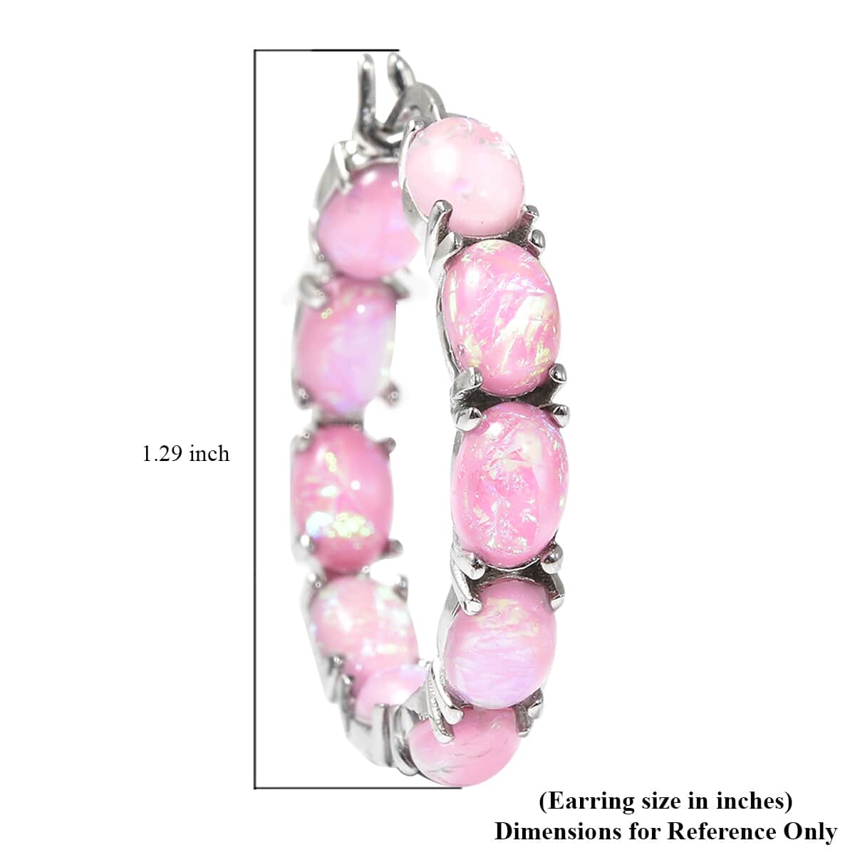 Pink Magic Simulated Opal Earrings in Stainless Steel, Opal Inside Out Hoops, Birthday Gifts For Women image number 4