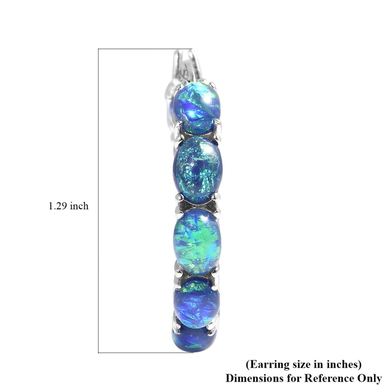 Blue Magic Simulated Opal Inside Out Hoop Earrings in Stainless Steel