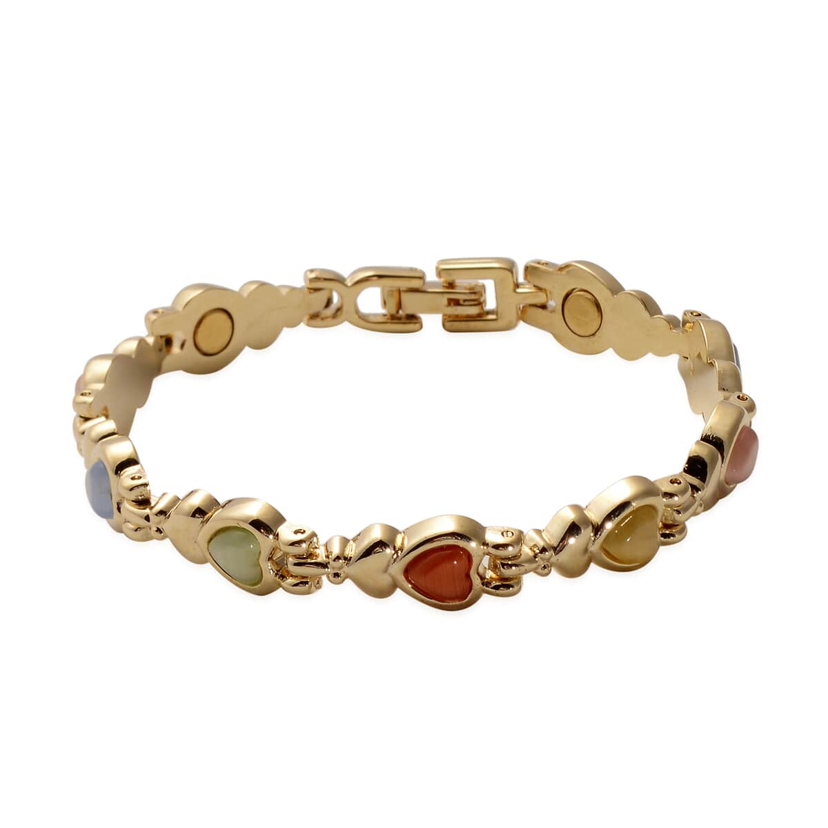 Magnetic By Design Multi Color Cat's Eye Bracelet in Goldtone (7.25 In) 15.00 ctw image number 0