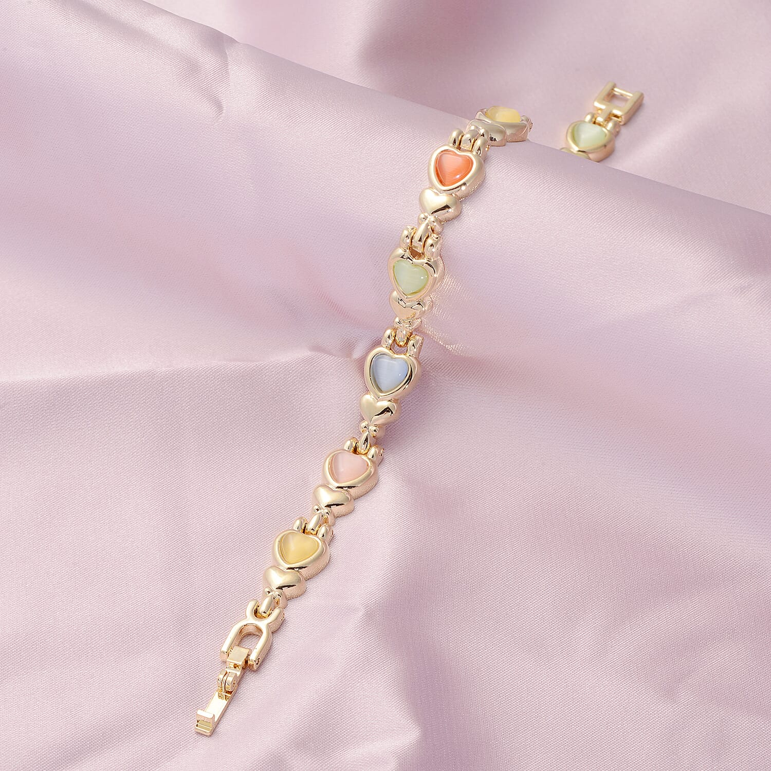 Magnetic By Design Multi Color Cat's Eye Bracelet in Goldtone (7.25 In) 15.00 ctw