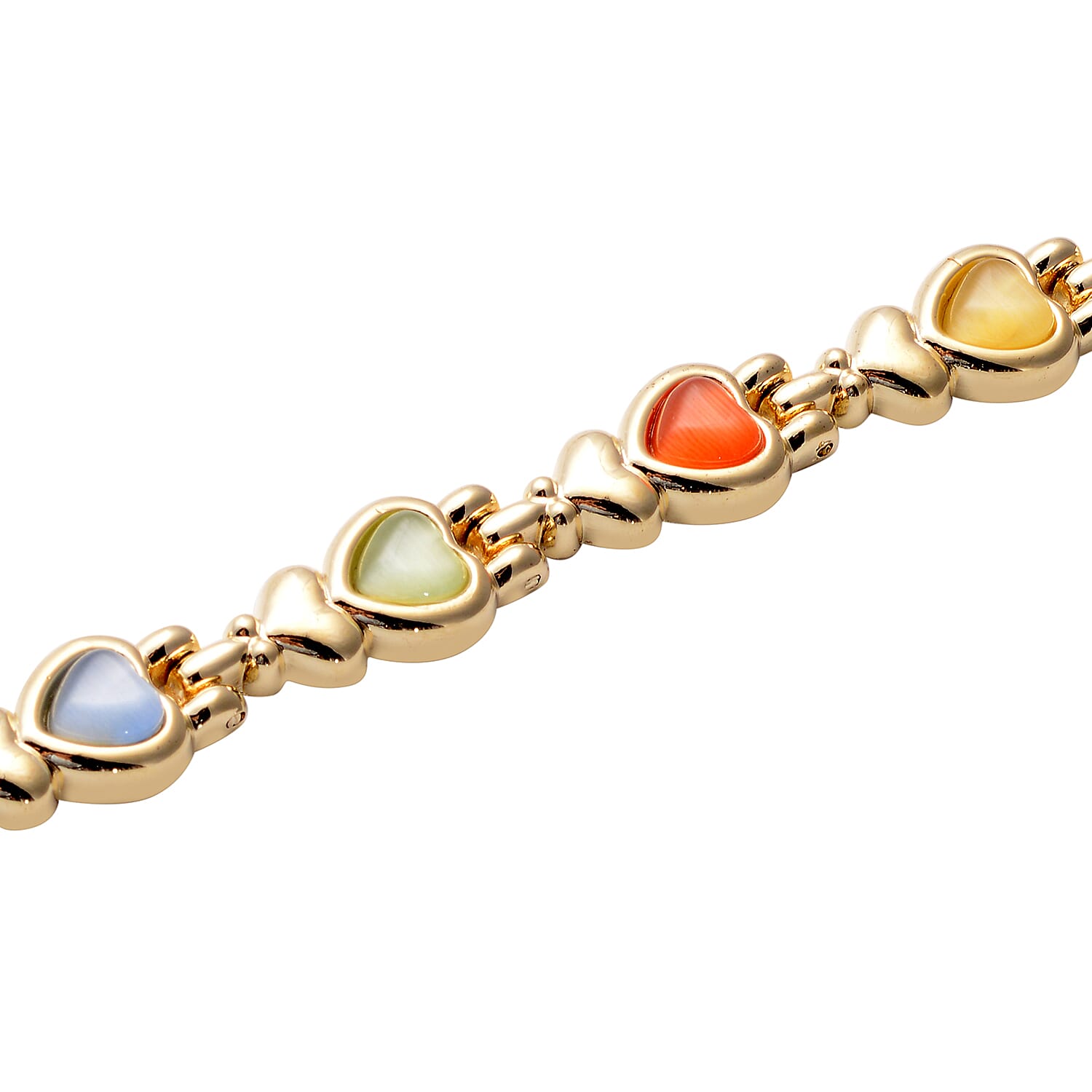 Magnetic By Design Multi Color Cat's Eye Bracelet in Goldtone (7.25 In) 15.00 ctw