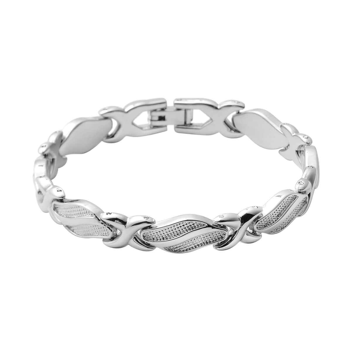 Magnetic By Design Oceanic Wave Inspired Line Bracelet in Silvertone (7.00 In) image number 0