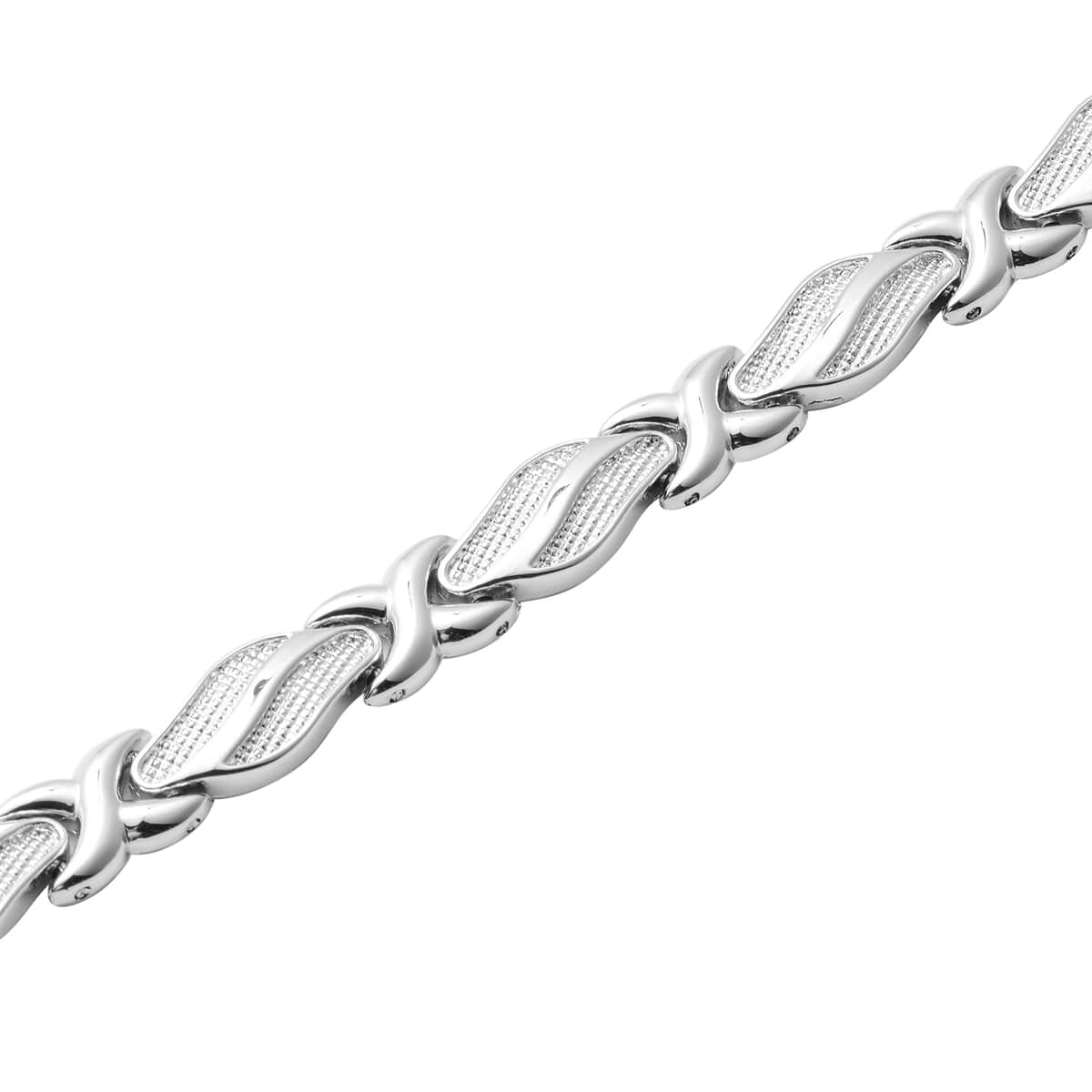 Magnetic By Design Oceanic Wave Inspired Line Bracelet in Silvertone (7.00 In) image number 2