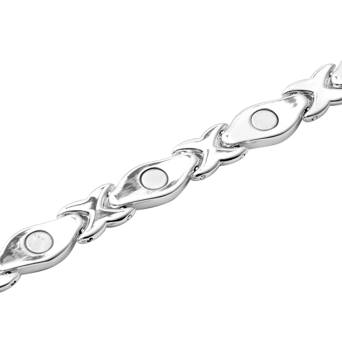 Magnetic By Design Oceanic Wave Inspired Line Bracelet in Silvertone (7.00 In) image number 3