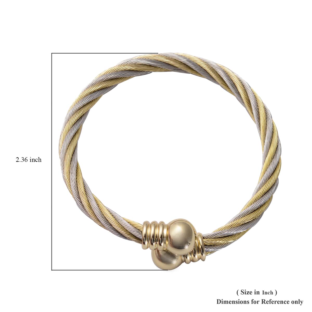 Magnetic By Design Twisted Rope Texture Cuff Bracelet in Dualtone (6-6.5 Inches) image number 2