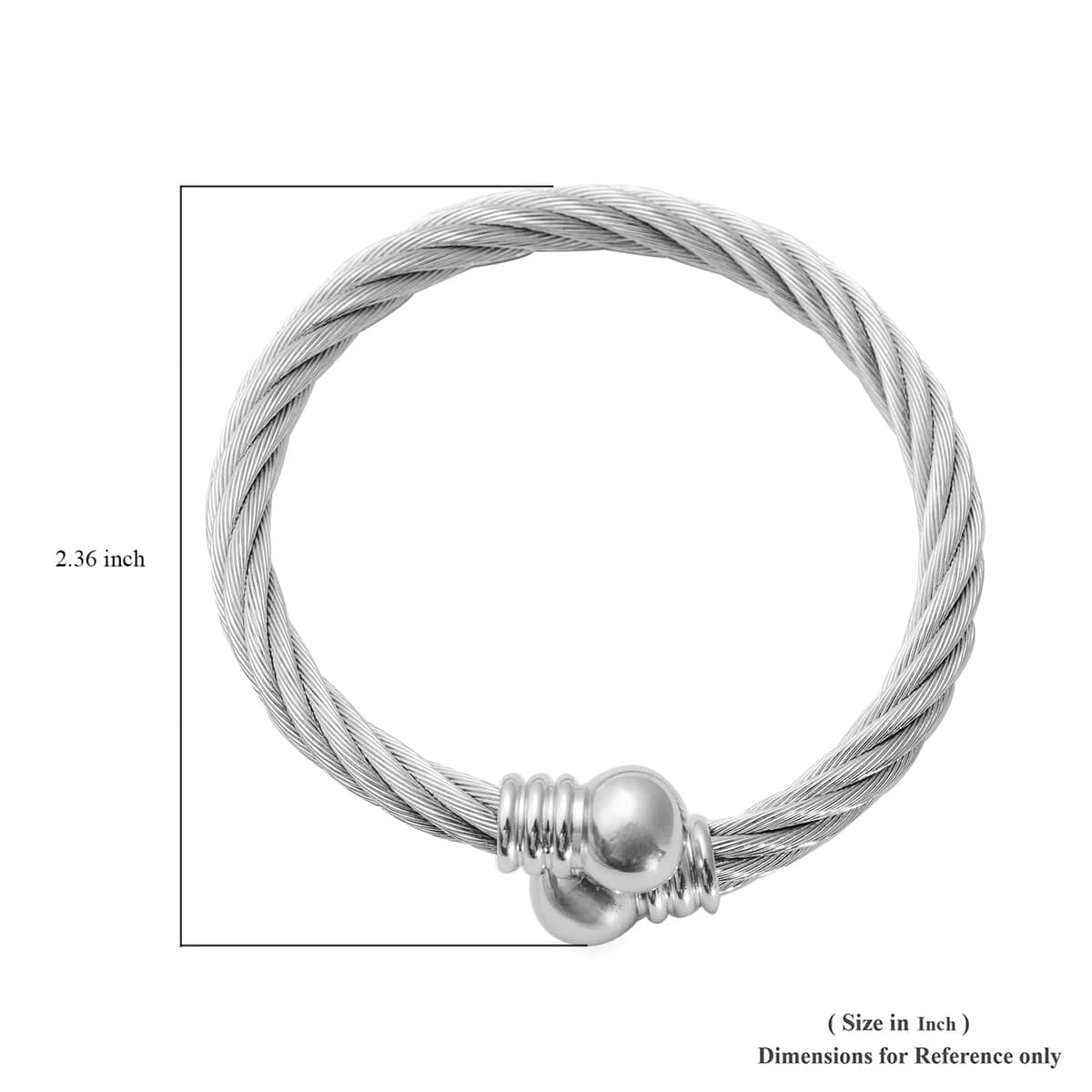 Magnetic By Design Twisted Rope Texture Cuff Bracelet in Silvertone (6-6.5 Inches) image number 3