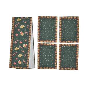 Homesmart Set of 4 Placemats and Table Runner For 4 Seater Dinning Table, 4 Washable Wrinkle Resistant Placemats  and Table Runner - Snow, Bells and Snack Pattern