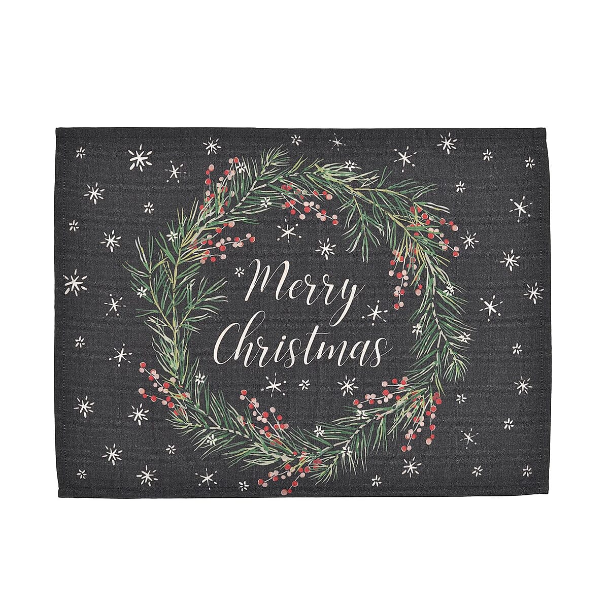 Homesmart Set of 4 Placemats and Table Runner For 4 Seater Dinning Table, 4 Washable Wrinkle Resistant Placemats  and Table Runner - Snowflakes & Wreath Decor Pattern image number 2