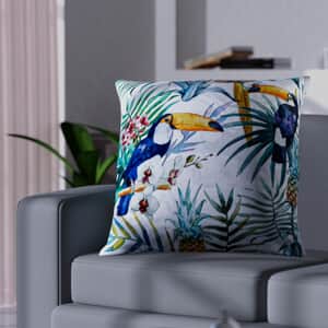 Set of 2 Toucan and Tropical Leaves Pattern Cushion Cover (Polyester)
