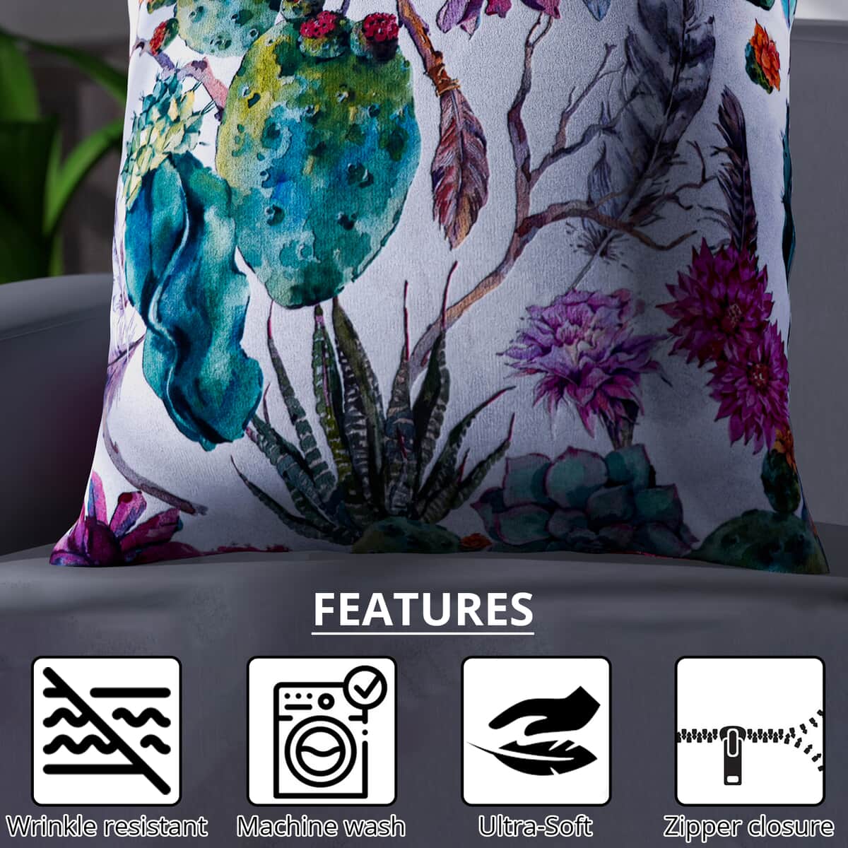 Set of 2 Variety Plant Pattern Cushion Cover (Polyester) image number 1